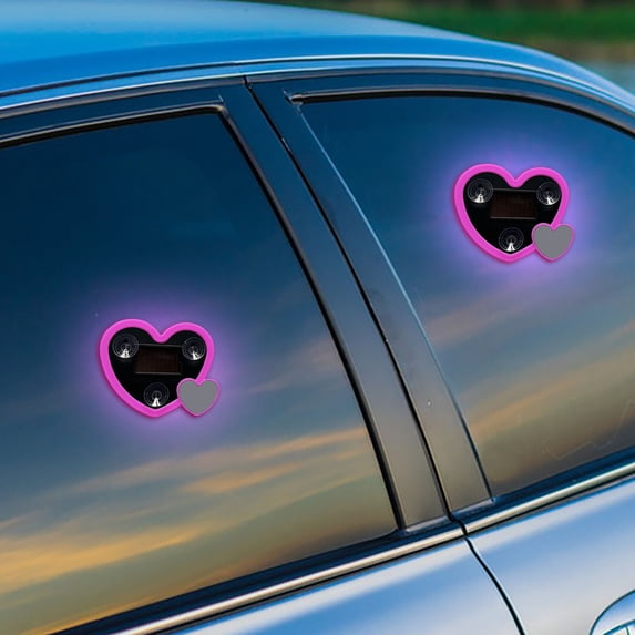 Upgraded Car Solar-powered Window Double Heart Light Car Interior Decorative Light Heart-shaped Neon Light P
