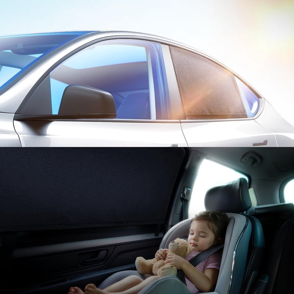 [Upgraded] Car Window Shade for Baby, [Nano-Ice-Crystal Coating] Efficient Block UV & Scorching Sun, Easy to Install Side Automobile Privacy Shade for Back Window - Universal Fit (Medium)