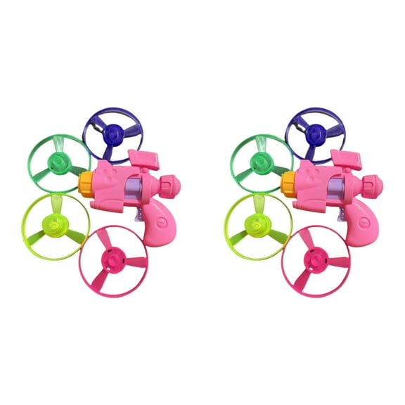 Upgraded Cat Flying Disc Launcher Pink, 2 Pack Luminous Fetch Toy 4.3 Inch, Interactive Glow in Dark Saucer, Indoor Kitten Exercise, Enrichment Chasing Gun, Pet Training Gadget, Stocking Stuffer