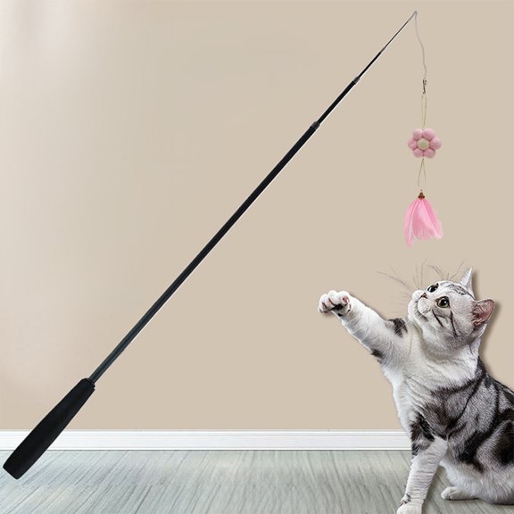 Upgraded Cats Toy Feathers Cats Play Stick With Bells Interactive Game Stick Suitable For Kittens And Cats Replaceable Feathers Pet Training Exercise Toy G