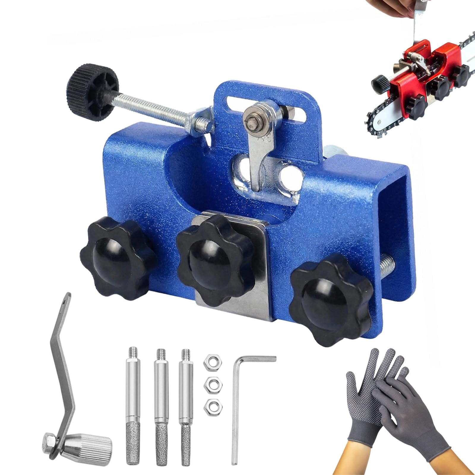 Upgraded Chainsaw Sharpener Jig Kit, Universal Hand-Crank Chain Saw ...