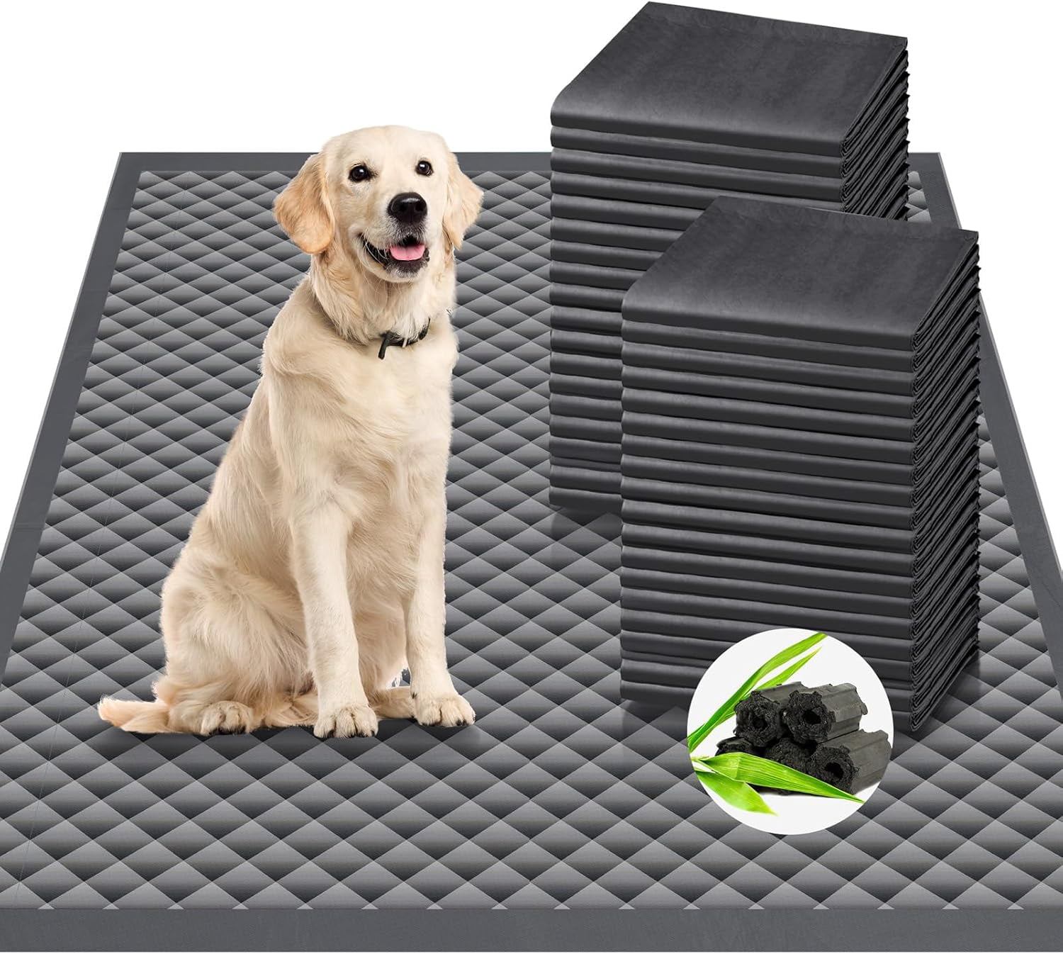 Upgraded Charcoal Puppy Pads, Thicken XXL 24’’x36’’ Pee Pads for Dogs, Super Absorbent Up to 12Cup, Odor Control & Leak Proof Dog Training Pads for Surgery, Older,Puppy, 20 Counts