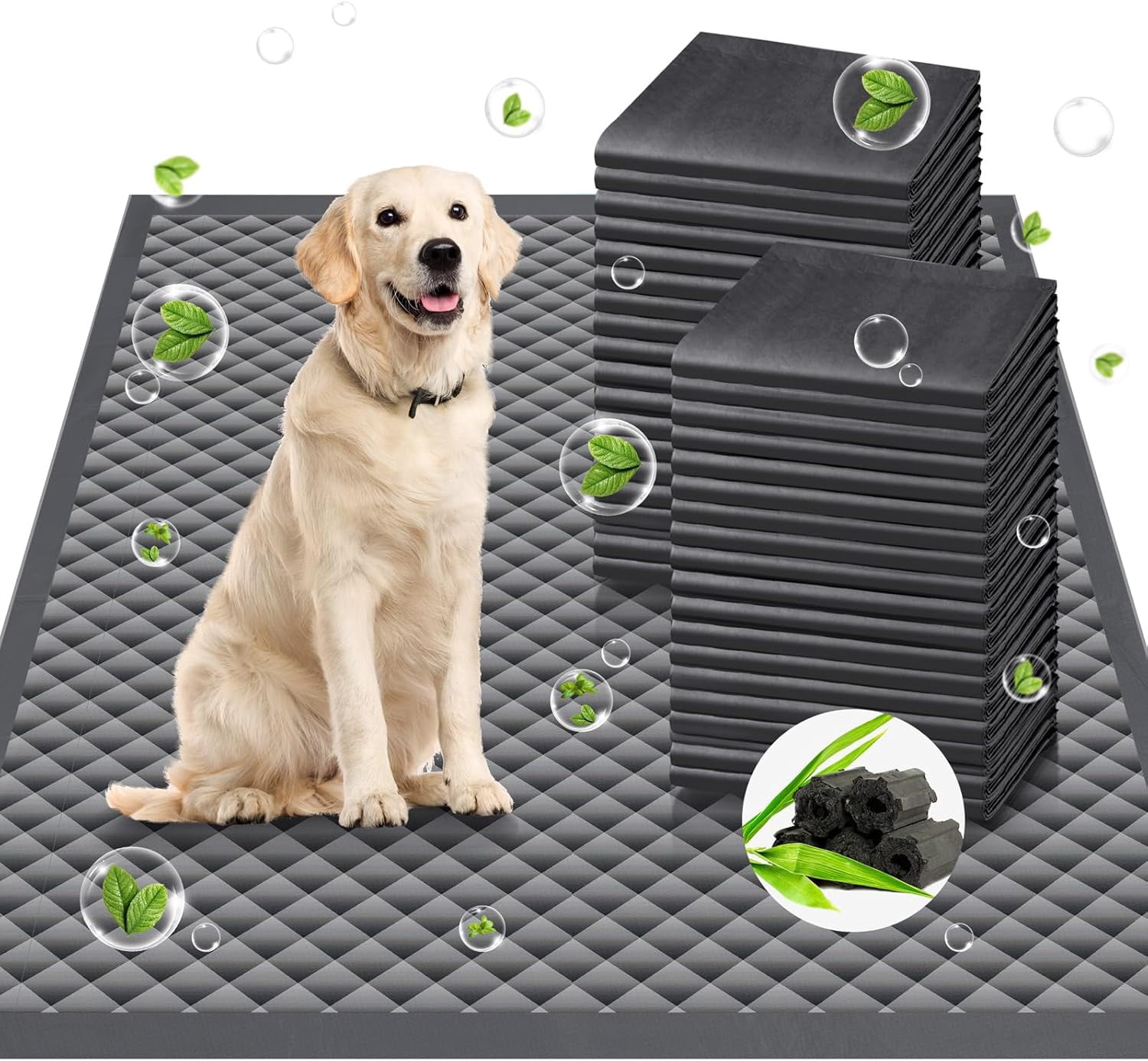 Upgraded Charcoal Puppy Pads, Thicken XXL 36’’x36’’ Pee Pads for Dogs, Super Absorbent Up to 12Cup, Odor Control & Leak Proof Dog Training Pads for Surgery, Older,Puppy, 45 Counts