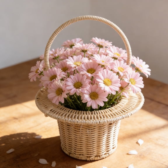 Upgraded Charming Top Hat Woven Floral Basket Bouquet Basket Festive Handcrafted Gift Basket for Easter Mother's Day or Wedding Centerpiece Floral Arrangement Holder V