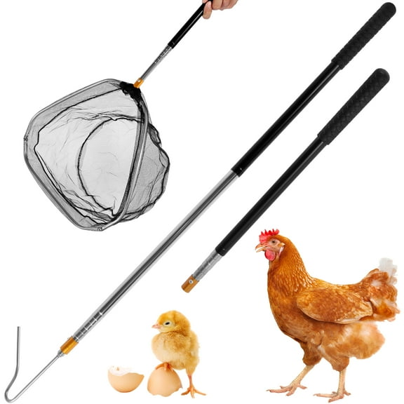 Upgraded Chicken Catcher Leg Hook and Chicken Net Stainless Steel Retractable Long Chicken Catcher for Outdoor Poultry Fish
