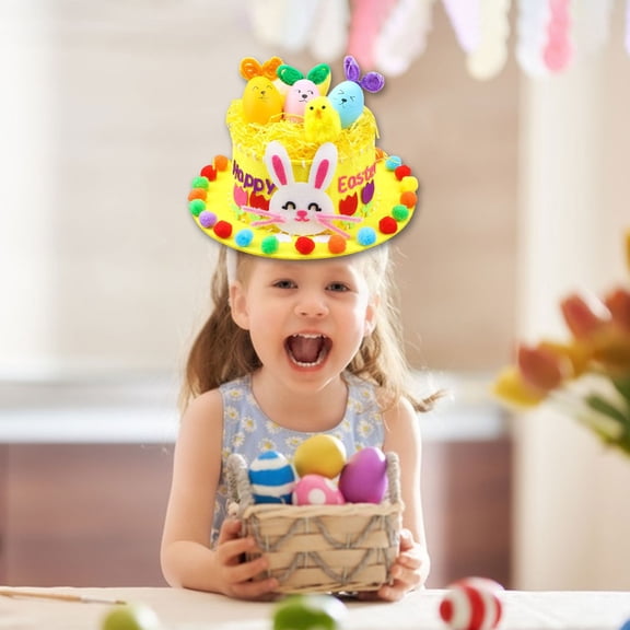 Upgraded Children's Easter Gift Children's Easter Decorations Easter Sensation DIY Eggs Hats For Kids Easter Party Supplies Gifts DIY Bunny Hat Mate 30ml H