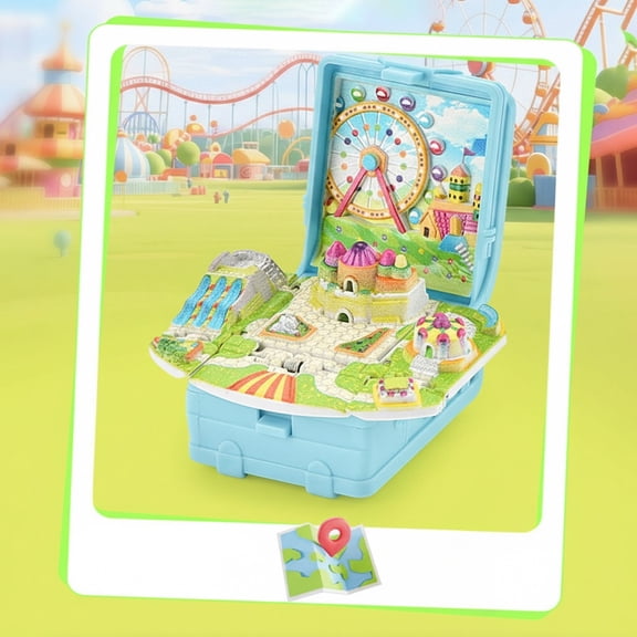 Upgraded Children's Playground Stereoscopic Playground Campus Folding Backpack Keychain Toy Student Bag Hanging N