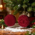 thumbnail image 1 of Upgraded Christmas 2PC 10cm Flocked Burgundy Christmas Ball Ornament Set X, 1 of 9
