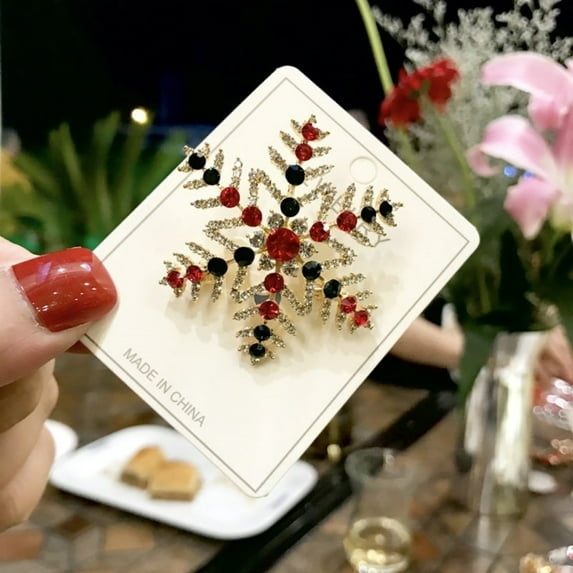 Upgraded Christmas Brooch Pins Crystal Christmas Tree Snowflake Reindeer Jingle Bell Brooches Holiday Party Gift for Women H