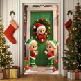 thumbnail image 1 of Upgraded Christmas Door Curtain Ensigns Outdoor Photo Christmas Day Party Elves Celebration Decoration Background Hanging Decoration Hanging Fabric K, 1 of 6