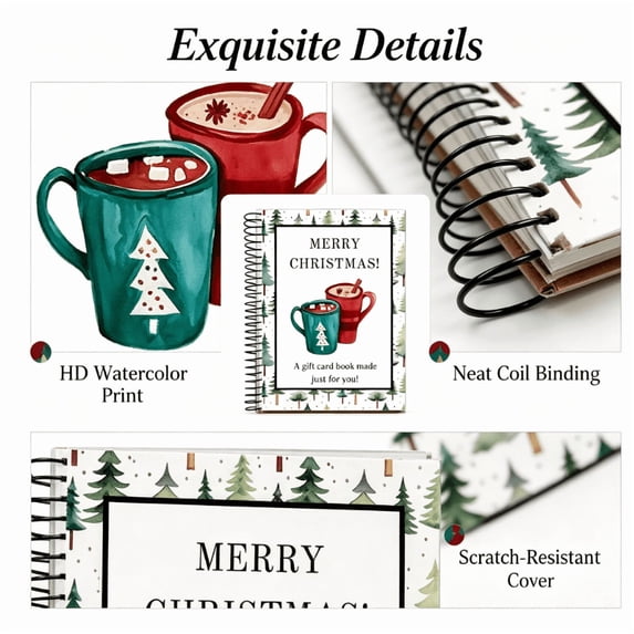 Upgraded!2026 Christmas Gift Card Book,Surprises On Every Page, DIY Spiral-Bound Merry Christmas Gift Card Book Holder, Gift for Family