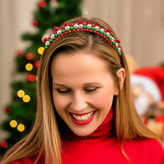Upgraded Christmas Headband Christmas Bells Hairband Girls Headbands Red Green Hair Accessories G