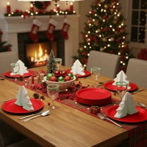 Upgraded Christmas Party Supplies Red Plates Festive Tableware Paper Plates For Christmas Party A