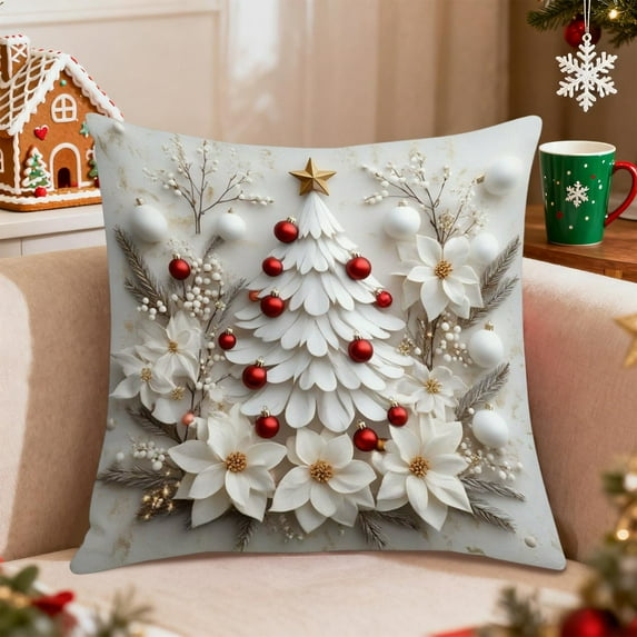 Upgraded Christmas Pillow Set Christmas Tree Reindeer Snowman Decorative Sofa Ambience Sense Of Decorative Linen Pillow N