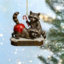 Upgraded Christmas Raccoon Ornament 2D Flat Acrylic Pendant I