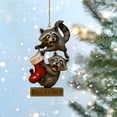 thumbnail image 1 of Upgraded Christmas Raccoon Ornament 2D Flat Acrylic Pendant K, 1 of 4