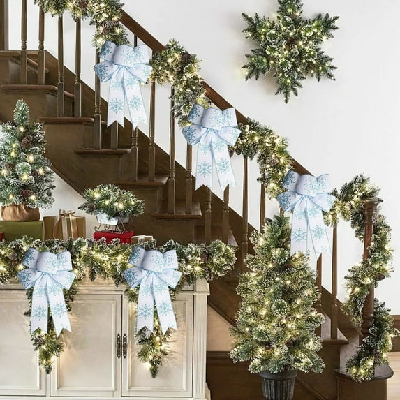 Upgraded Christmas Snowflake Bow Holiday Decoration Colorful Bow R