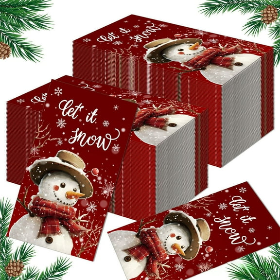 Upgraded Christmas Snowman Napkins Xmas Paper Napkins Doubles Sided Print Merry Christmas Kitchen Guest Napkins For Xmas Party Supplies Long napkin 20 Pcs