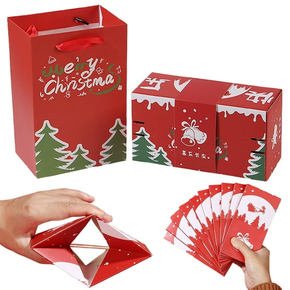 Upgraded Christmas Surprise Box - 2PC Pop-up Gift Box with Red Envelope, Bouncing Romantic Present Box for Christmas Gifts, Proposals & Special Occasions
