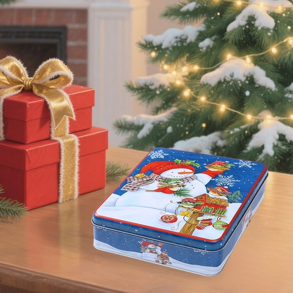 Upgraded Christmas Tin Gift Box For Candy Snacks Cookies Metal Storage Organizer Decorative Holiday Treat Box For Kids Adults Party T