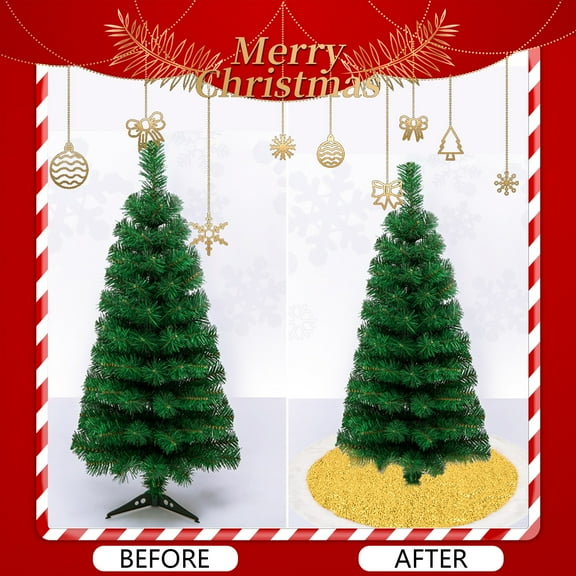 Upgraded Christmas Tree Collars 36 Inch Sequin Tree Skirt Glitter Xmas Tree Ring Double-Layer Velvet Tree Skirt Collar Tree Cover For Christmas Halloween Party Q