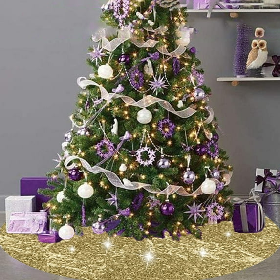 Upgraded Christmas Tree Skirt 36 Inch Sequin Velvet Tree Skirts Vintage Xmas Tree Skirt Cover For Chirstmas Party Decor Glitter Christmas Tree Skirt For Home Holiday G