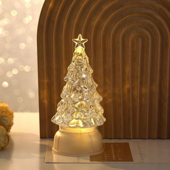 Upgraded Christmas Tree Table Statue,Light up LED Christmas Tree with String Lights, Warm Holiday Tabletop Centerpiece Mantel Home Decor 5.1inch