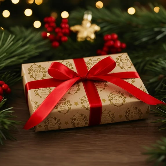 Upgraded Christmas Wrapping Paper Gold Foil Kraft Gift Wrap Holiday Packaging Paper With Santa Snowflake Gift Print For Christmas Presents P