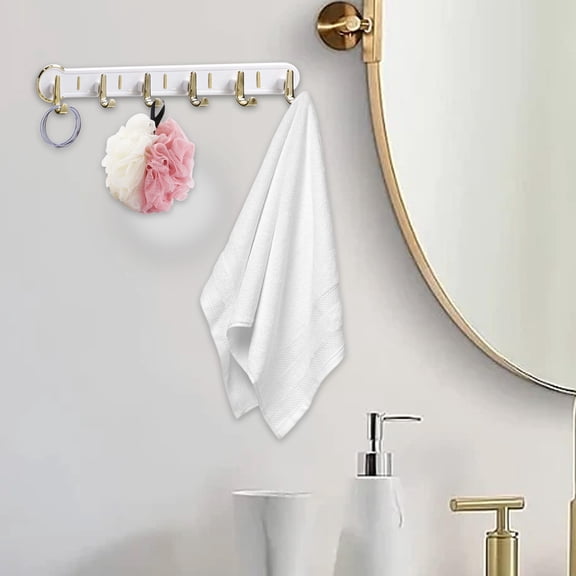 Upgraded Coat Rack Wall Mounted - 6 Hooks, Heavy Duty, For Hanging, Adhesive Hooks, Utility Hooks For Organizing Living Room, Dormitory And Bathroom Supplies M