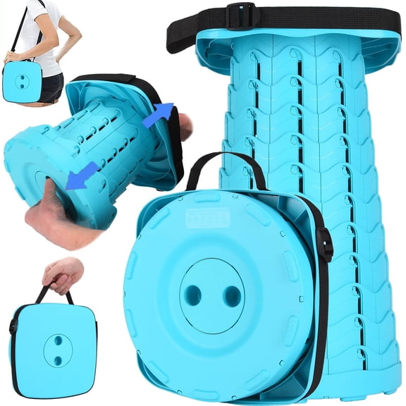 Upgraded Collapsible Stool 400lbs Max Weight Lightweight But Sturdy Portable Retractable Folding Telescoping Foldable Camping For Adults Outdoor Fishing Hiking Bbq