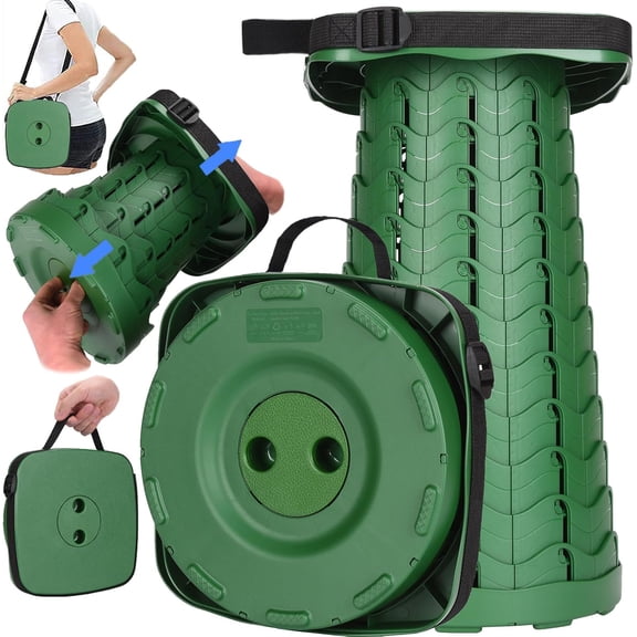 Upgraded Collapsible Stool, 400lbs Max Weight, Lightweight But Sturdy, Portable Retractable Folding Telescoping Foldable Camping Stool for Adults Outdoor Fishing Hiking BBQ
