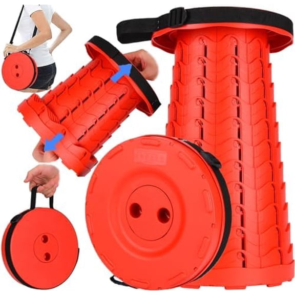 Upgraded Collapsible Stool, 400lbs Max Weight, Lightweight But Sturdy, Portable Retractable Folding Telescoping Foldable Camping Stool for Adults Outdoor Fishing Hiking Gardening Travel BBQ