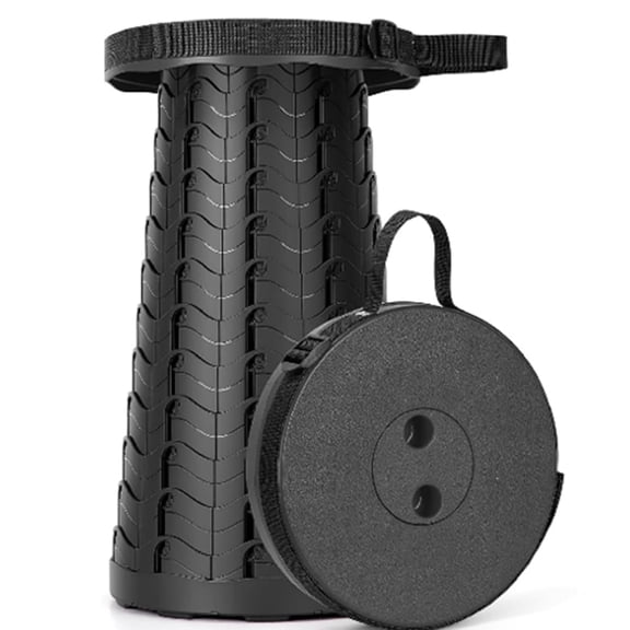 Upgraded Collapsible Stool, 400lbs Max Weight, Lightweight But Sturdy, Portable Retractable Folding Telescoping Foldable Camping Stool for Adults Outdoor Fishing Hiking Travel BBQ(Black)