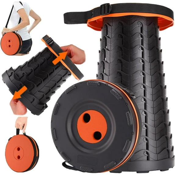 Upgraded Collapsible Stool for Adults,Portable Retractable Folding Telescoping Foldable Camping Stool Holds 400lbs for Outdoor Fishing Hiking Gardening Travel BBQ