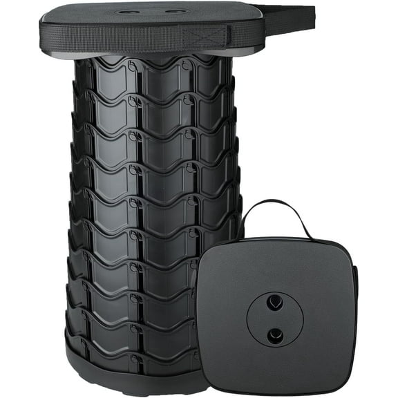 Upgraded Collapsible Stool, Square Portable Stool, Lightweight Yet More Sturdy with Load Capacity 400lbs, Perfect for Camping Fishing Hiking BBQ (Square Black)