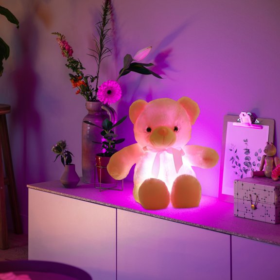 Upgraded Colorful Color Changing Glowing Color Bear Figurine Ribbon Light Bow Bear Boy and Girl Holiday Gift Birthday Gift Magical Night Light With LED Effects X