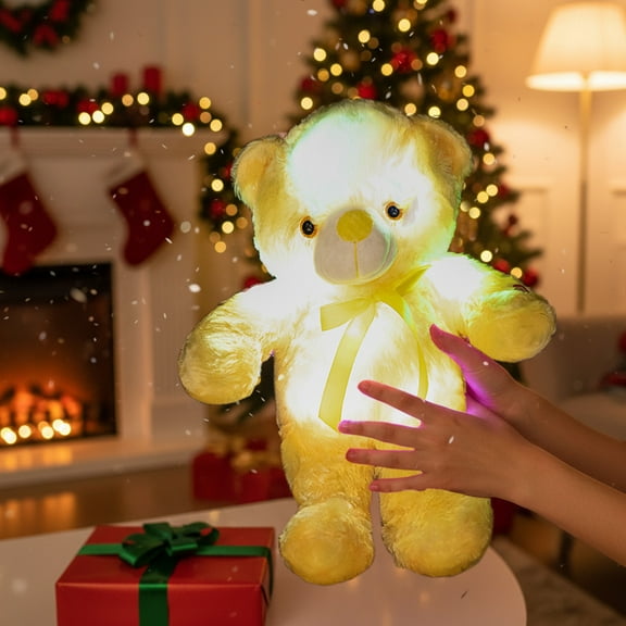Upgraded Colorful Color Changing Glowing Ribbon Bear Stuffed Dolls Color Lovely Stuffed Toy For Boy And Girl Holiday Gift Birthday Gift J