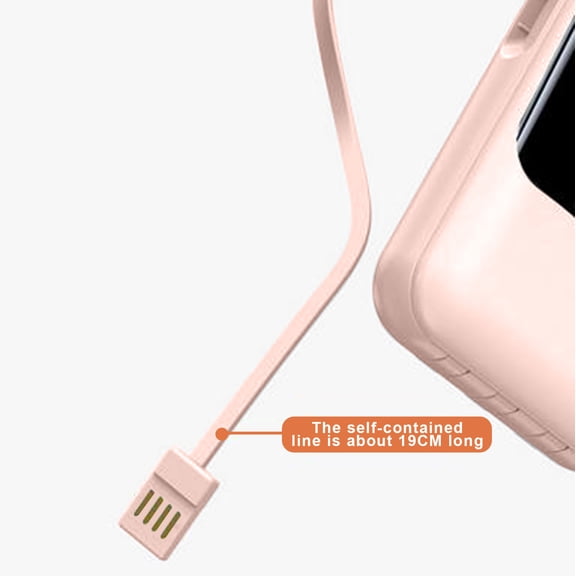 Upgraded Compact Digital Display Portable Mobile Power 10000 MAh High-capacity Self-cord Charging Treasure M