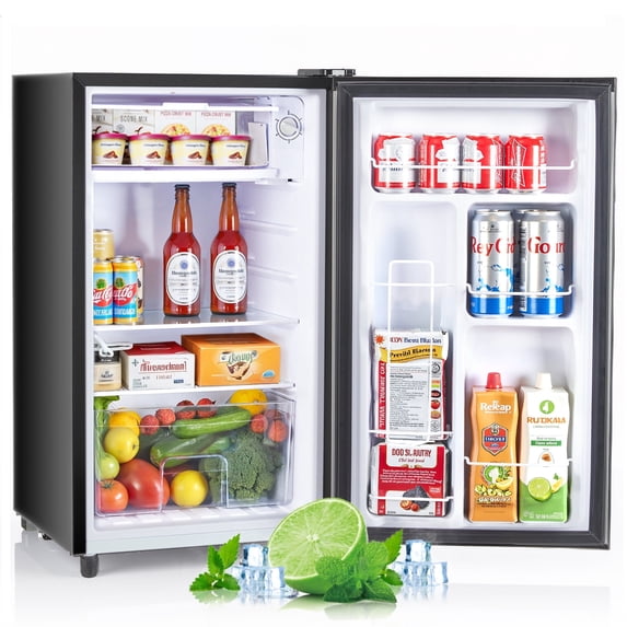 Upgraded Compact Mini Fridge with Freezer, 3.2 Cu.Ft Small Refrigerator for Bedroom, Dorm, Office, Low Noise, Adjustable Thermostat, Quiet & Energy Efficient, Black