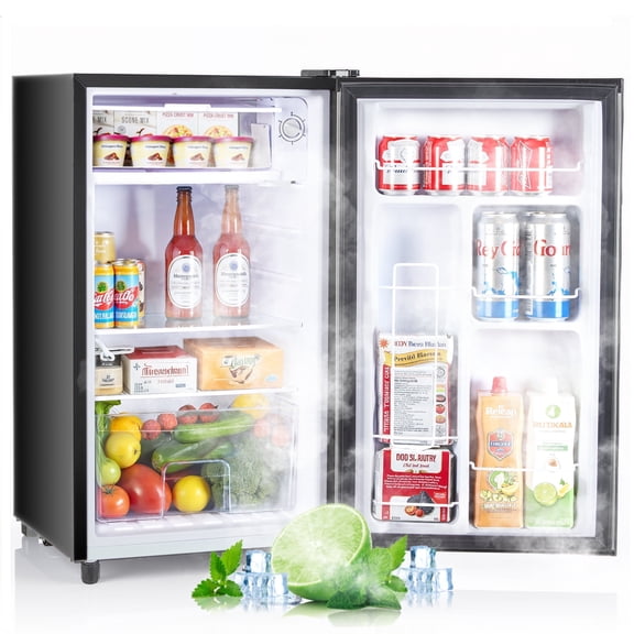 Upgraded Compact Mini Fridge with Freezer, 3.2 Cu.Ft Small Refrigerator for Bedroom, Dorm, Office, Low Noise, Adjustable Thermostat, Quiet & Energy Efficient, Sliver