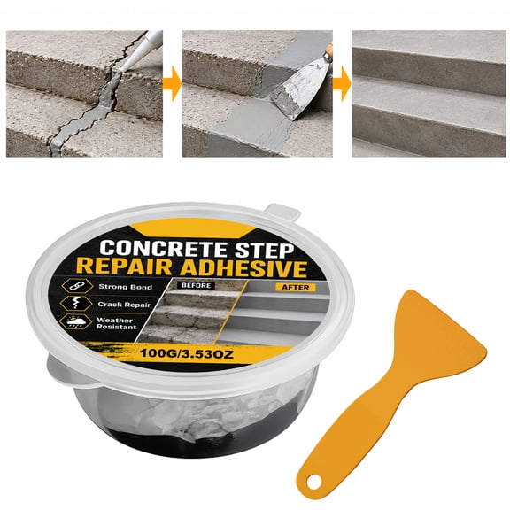 Upgraded Concrete Step Repair Adhesive, Strong Bond Formula Quick-Drying Self Leveling Concrete Crack Filler Crack Filler Outdoor (1PC)