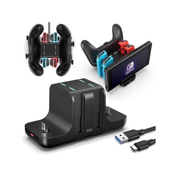 Upgraded Controller Charger Dock Station for Nintendo Switch Pro Controller and Joy con, FANPL 6-in-1 Charging Stand for Switch & OLED Model & Lite with Charging Indicator and Type C Charging Cable