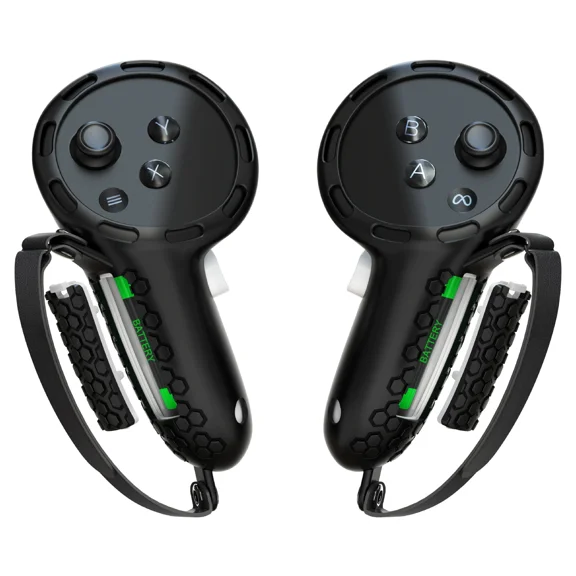 Upgraded Controller Grips Cover Compatible with Meta Quest 3S/Quest 3 Accessories, All-Silicone Controller Grips for Quest 3S/Quest 3 with Battery Opening and Knuckle Straps Protector