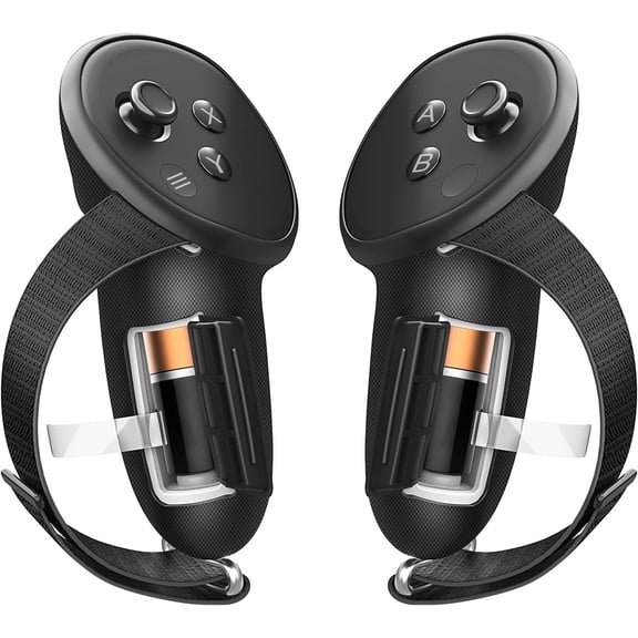 Upgraded Controller Grips Cover Compatible with Quest 3 Accessories, with Battery Opening Protector with Knuckle Straps -Black