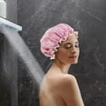 thumbnail image 1 of Upgraded Convenient 2pc Household Double-layer Shower Cap Thickened Women Oil Resistant Shampoo Shower Cap For Hair Protection E, 1 of 6