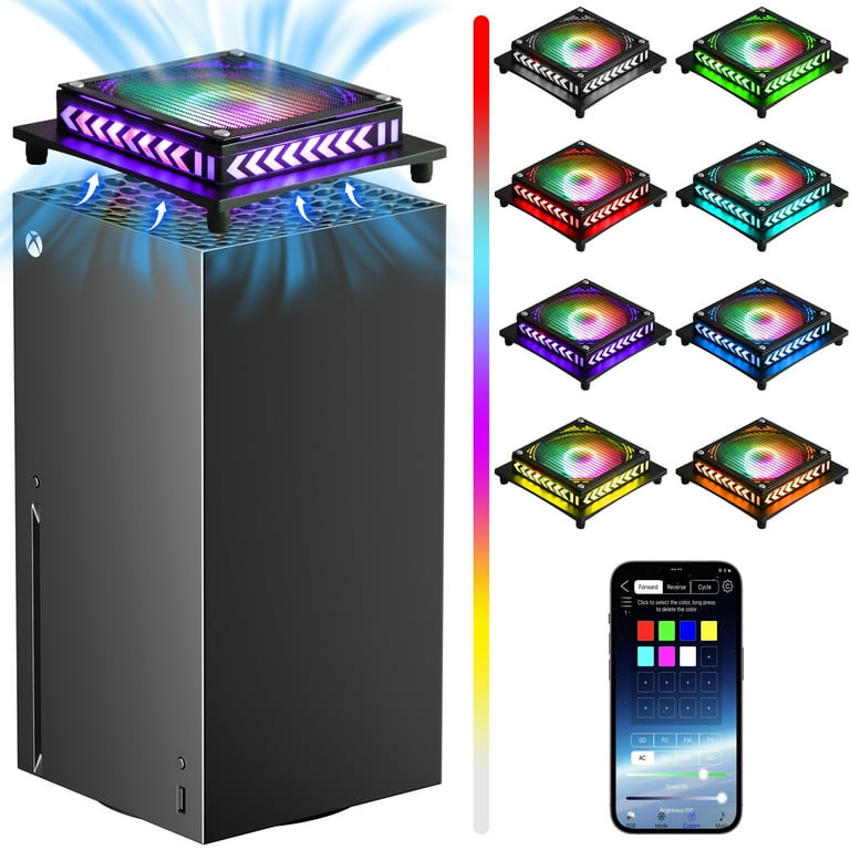 Upgraded Cooling Fan for Xbox Series X with RGB LED Light Strip