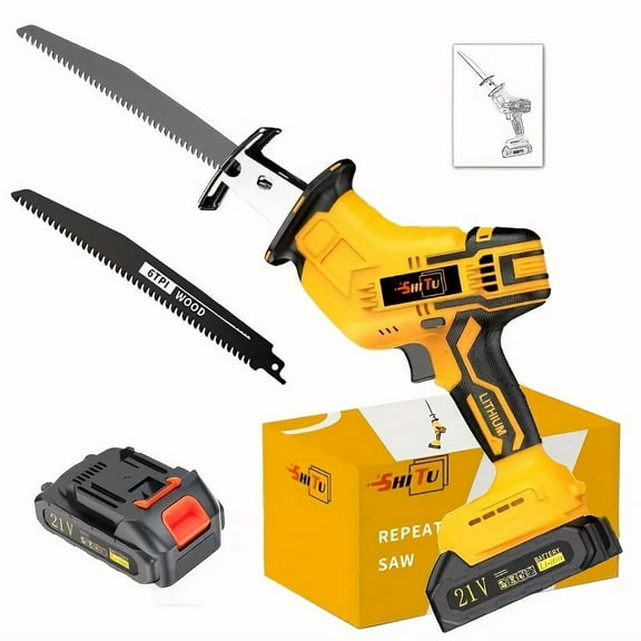 Upgraded Cordless Reciprocating Saw, Handheld Wireless Saw with Safety Lock for Multi-Purpose Use