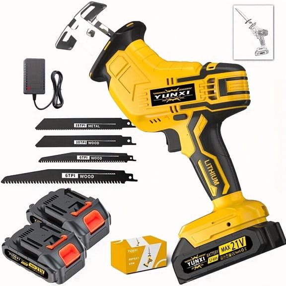 Upgraded Cordless Reciprocating Saw, Handheld Wireless Saw with Safety Lock for Multi-Purpose Use