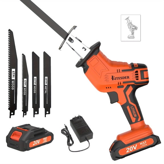 Upgraded Cordless Rotary Saw & Electric Reciprocating Saw with Blade Set & Charger, Cuts Wood Metal PVC, Multi Safety Protection & Safety Lock, Ideal Christmas Gift, Local Warehouse Shipping