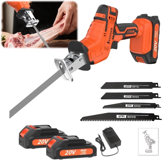 Upgraded Cordless Rotary Saw & Electric Reciprocating Saw with Blade Set & Charger, Cuts Wood Metal PVC, Multi Safety Protection & Safety Lock, Local Warehouse Shipping